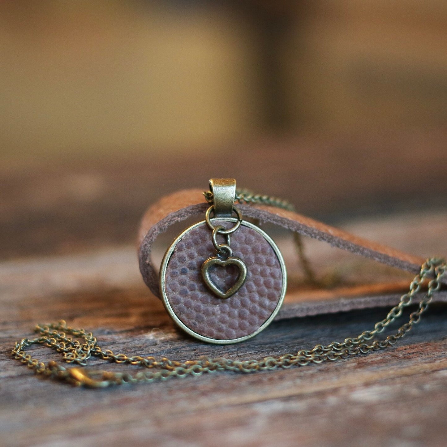 FOOTBALL HEART CHARM NECKLACE