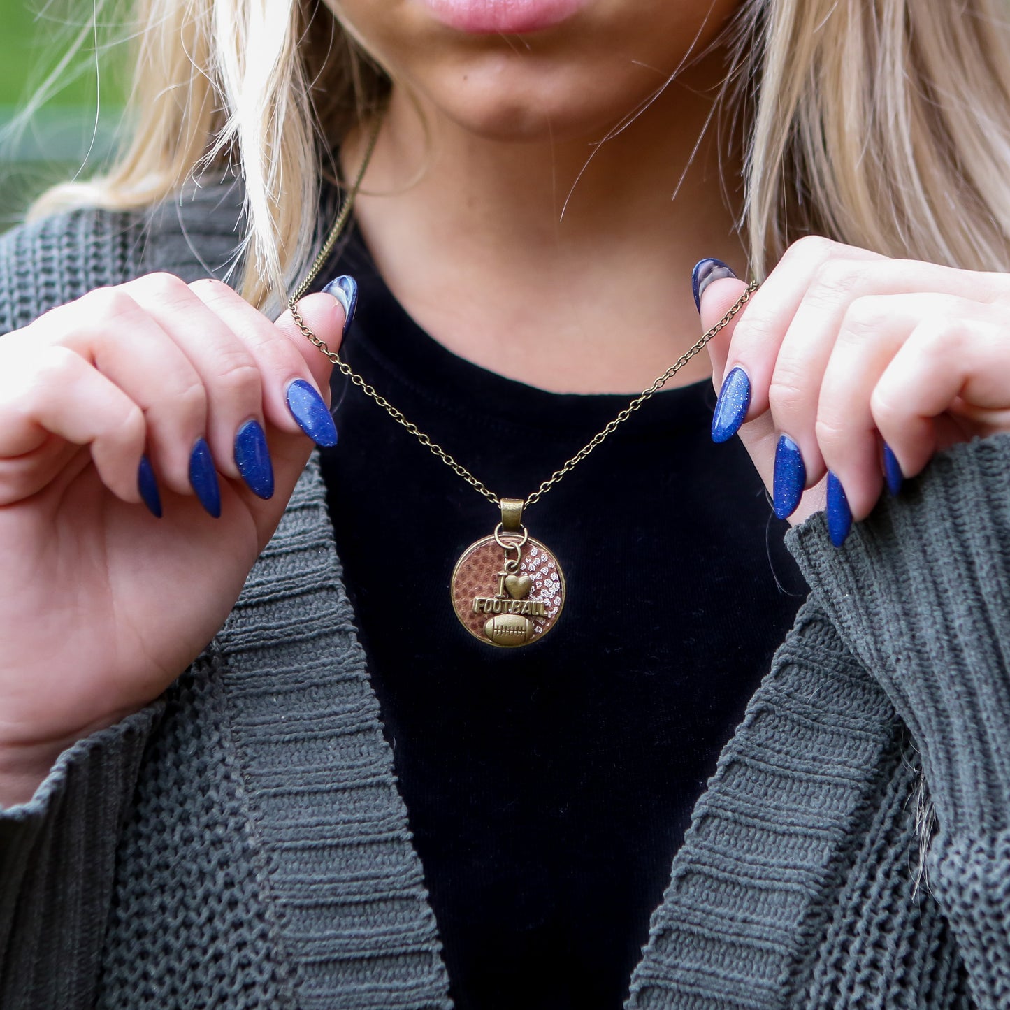 I LOVE FOOTBALL CHARM NECKLACE