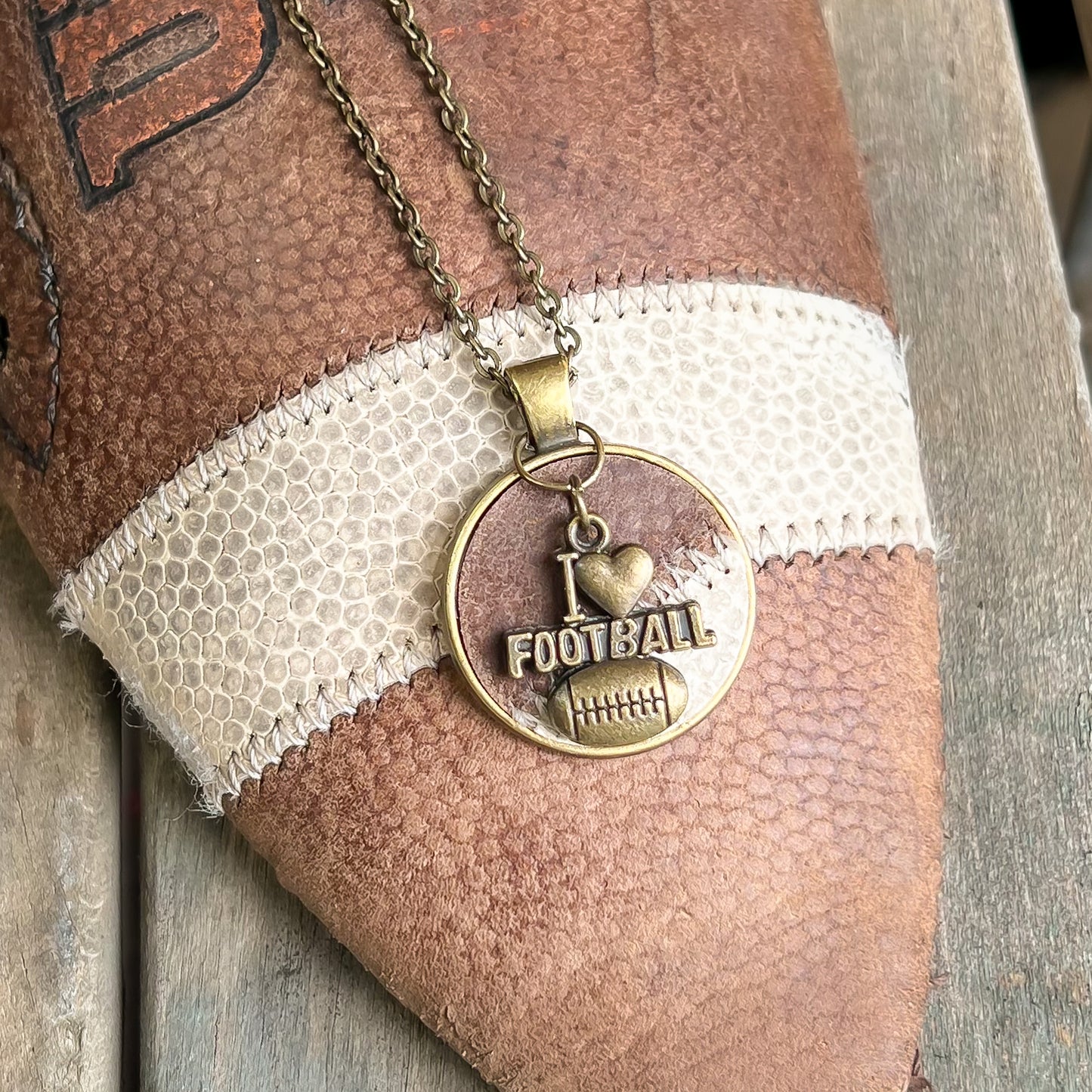 I LOVE FOOTBALL CHARM NECKLACE