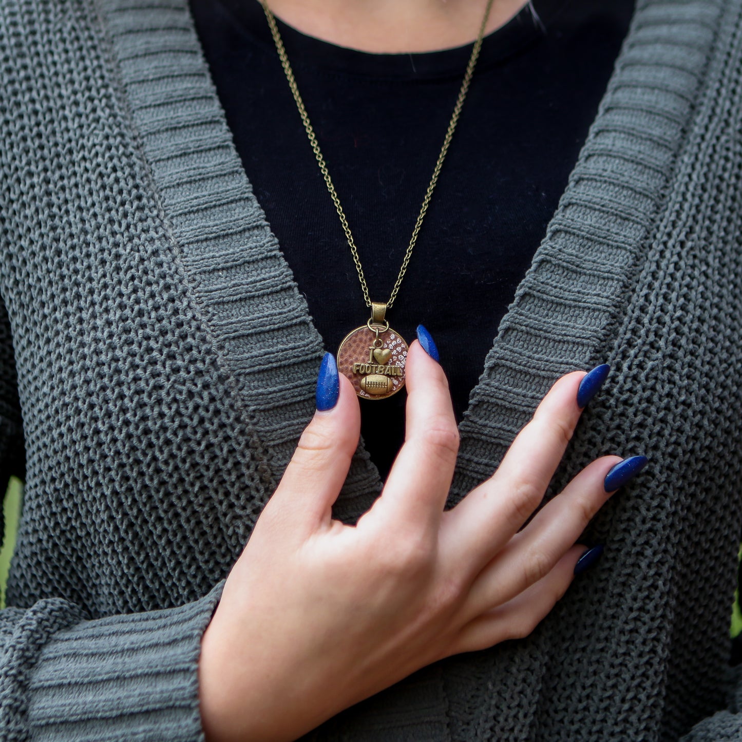 I LOVE FOOTBALL CHARM NECKLACE
