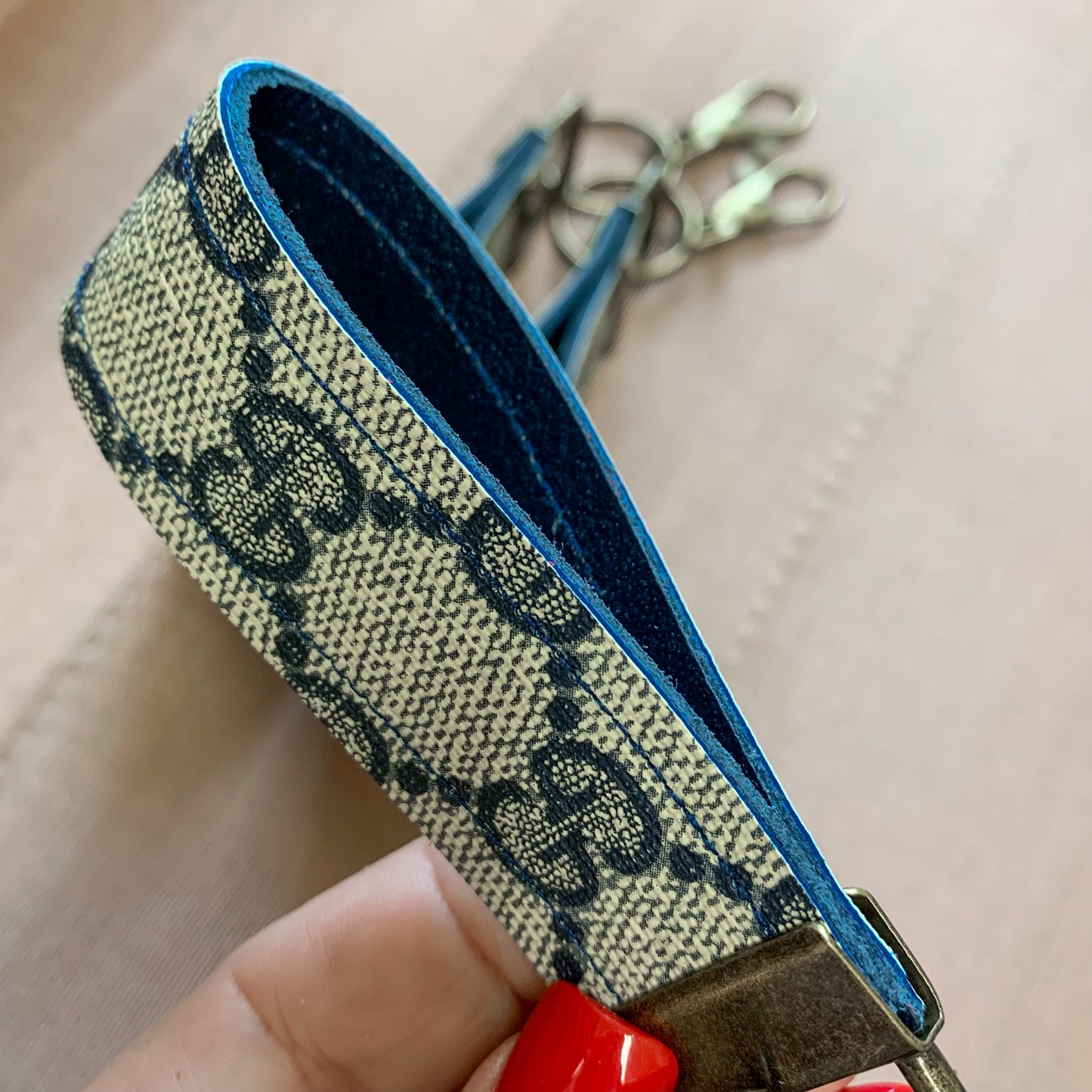 NAVY GUCCI KEY FOB