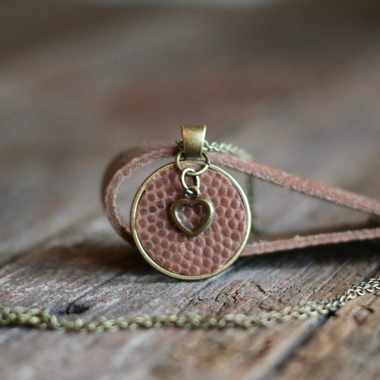 FOOTBALL HEART CHARM NECKLACE