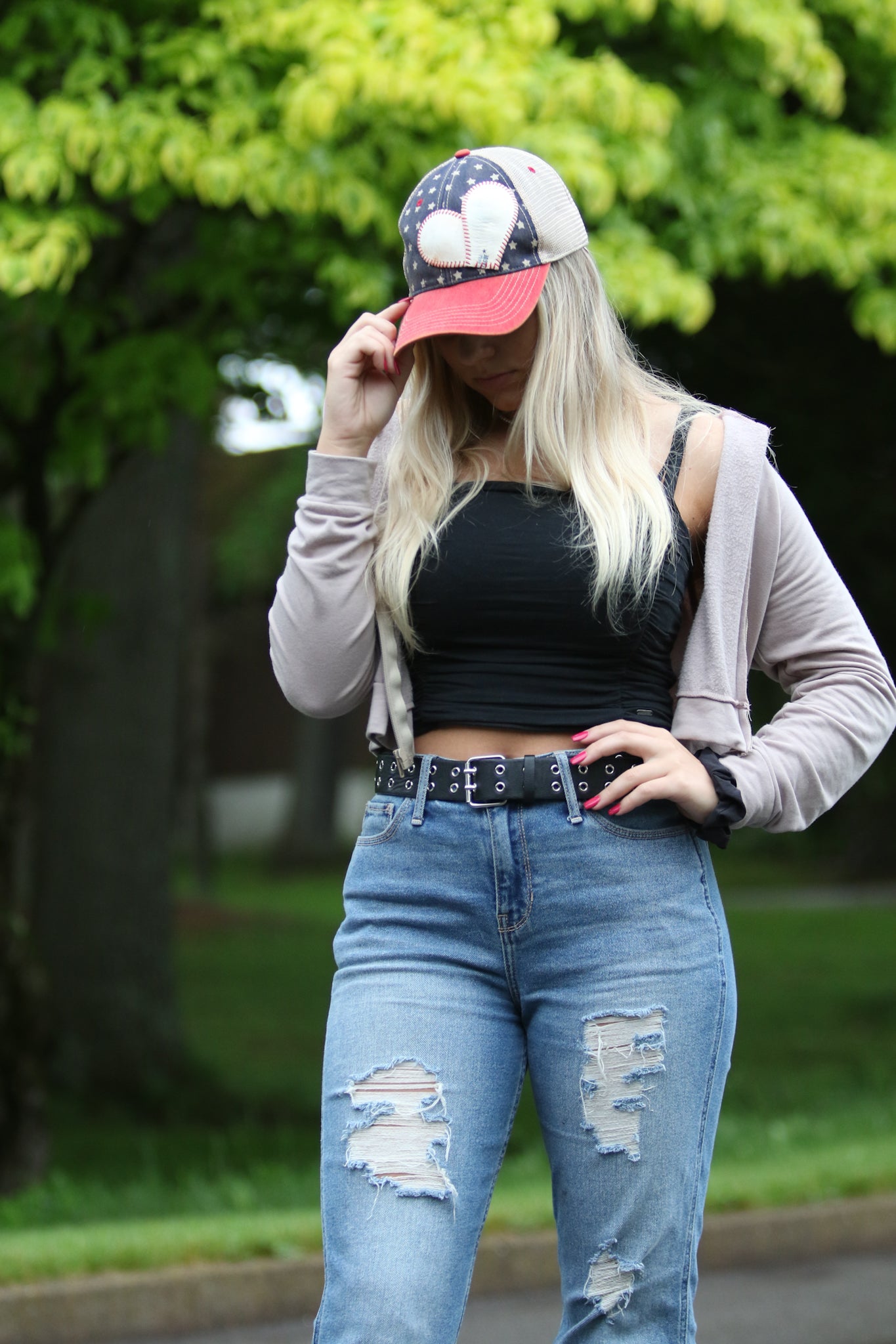PATRIOTIC HEART BASEBALL CAP