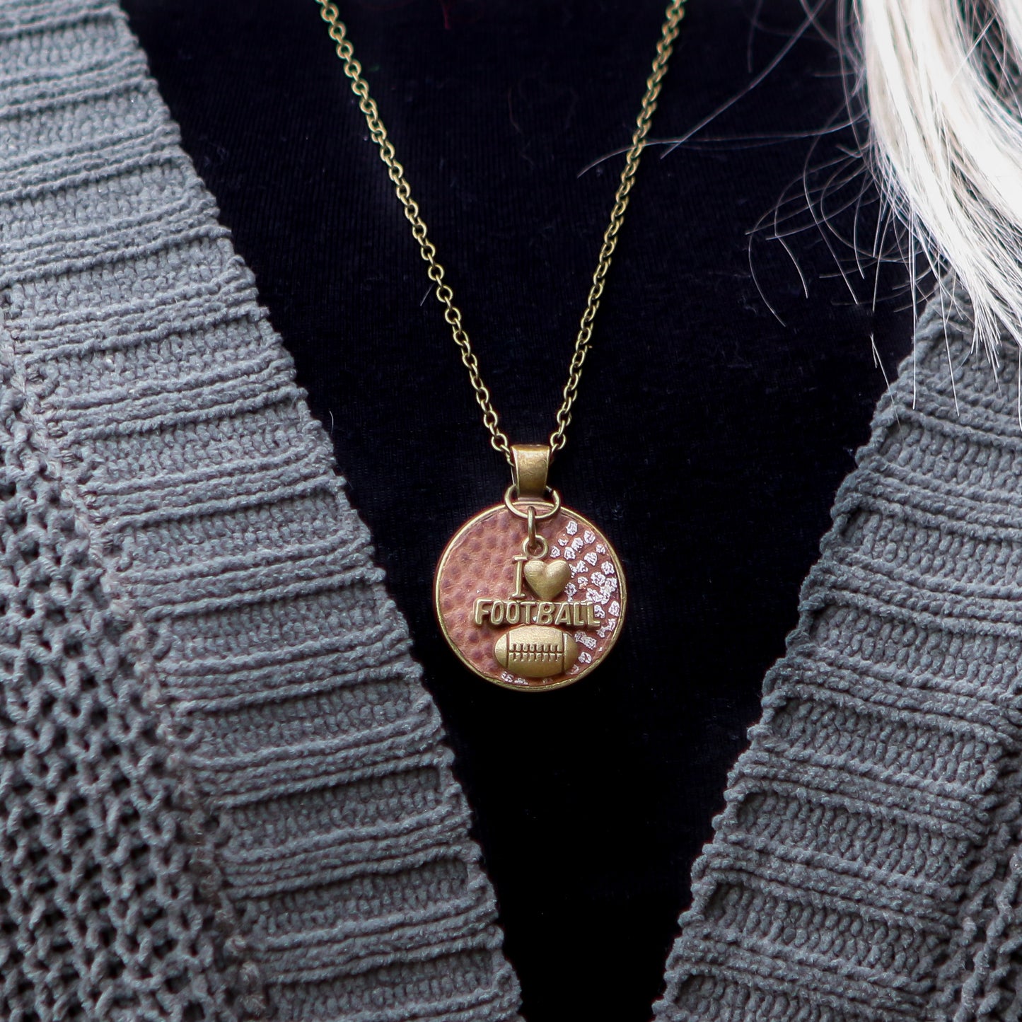 I LOVE FOOTBALL CHARM NECKLACE