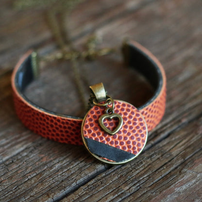 BASKETBALL HEART CHARM NECKLACE