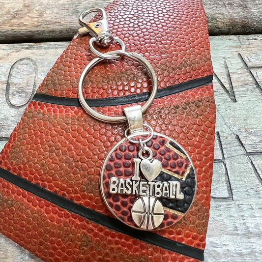 I LOVE BASKETBALL KEY RING