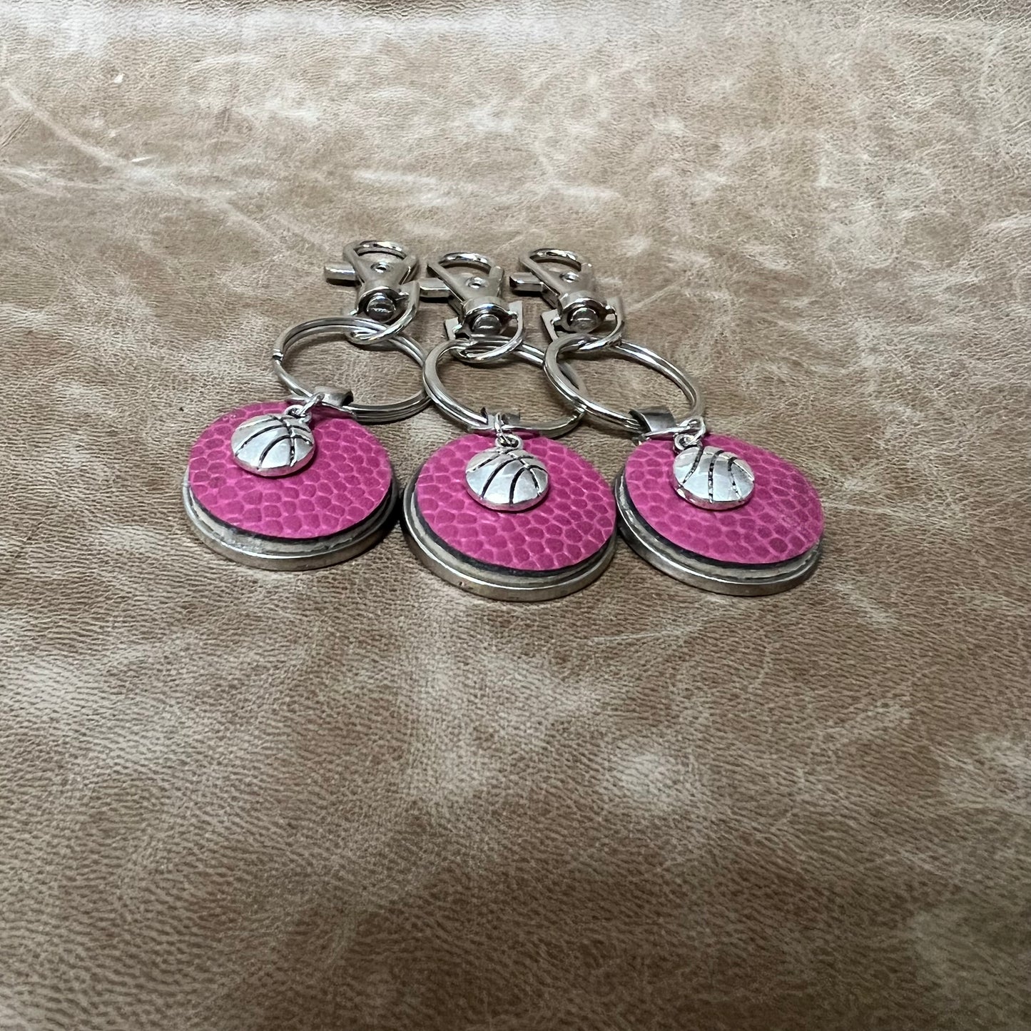 PINK BASKETBALL CHARM KEY RING