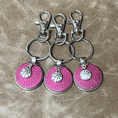 PINK BASKETBALL CHARM KEY RING